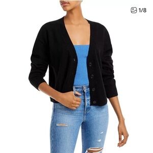 NWT Bloomingdale's Black Button-Up Cardigan 100% cashmere size XS, great gift